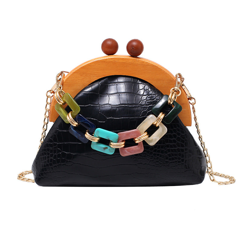 Bags Women'S Trendy Fashion Art Fan Guofeng Bags Ethnic Chain Bags Portable Wooden Pu Women'S Bags Bags Women'S Trendy Fashion Art Fan Guofeng Bags Ethnic Chain Bags Portable Wooden Pu Women'S Bags